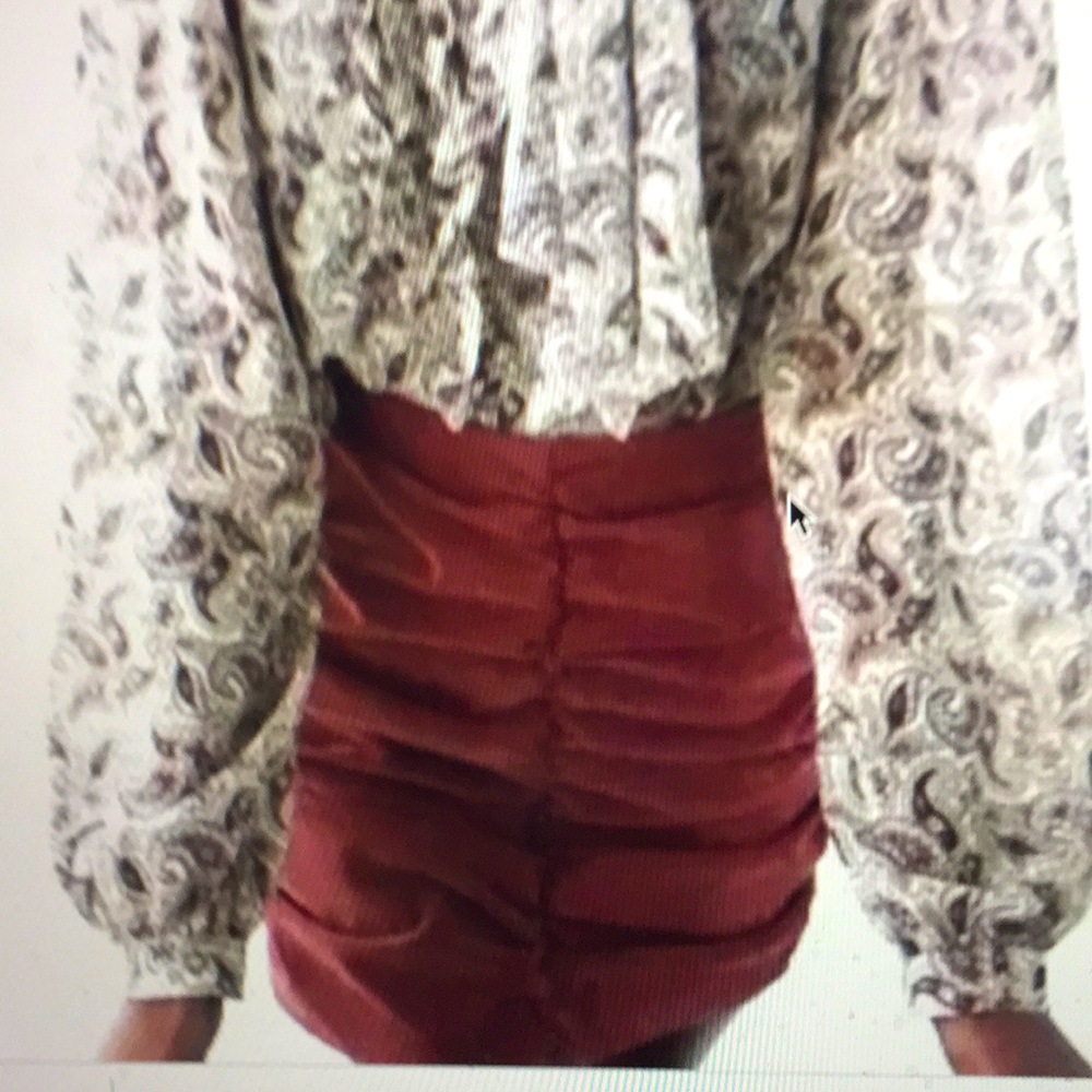 Zara Ruched Corduroy Mini Skirt